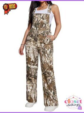 Polyester Spandex Cargo Bib Overalls Baggy Jean Jumpsuit Women Sleeveless